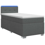 Box Spring Bed with Mattress and LED Dark Grey King Single