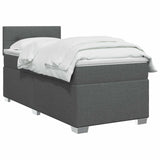 Box Spring Bed with Mattress and LED Dark Grey King Single - Front View