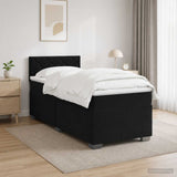 Box Spring Bed with Mattress and LED Black King Single Velvet - Top-Down View