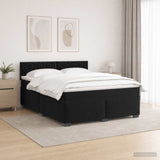Box Spring Bed with Mattress and LED Black Double Velvet