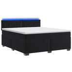 Box Spring Bed with Mattress and LED Black Double Velvet