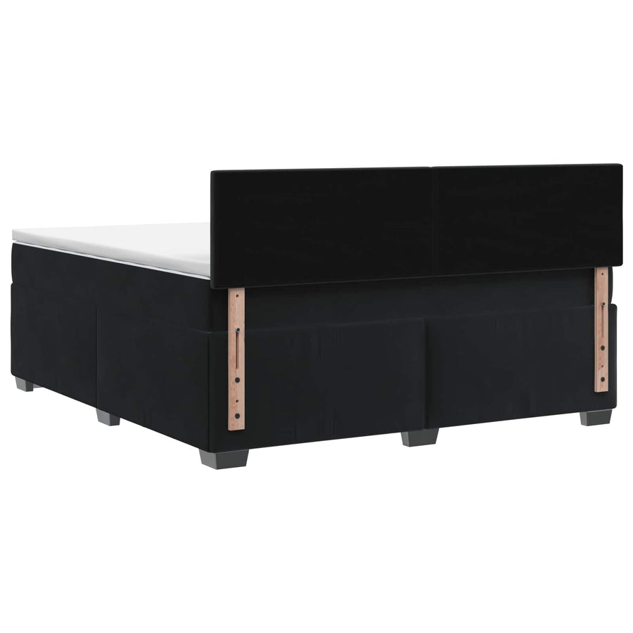Box Spring Bed with Mattress and LED Black Double Velvet