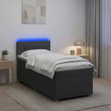 Box Spring Bed with Mattress and LED Dark Grey 107 x 203 cm