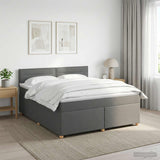 Box Spring Bed with Mattress and LED Dark Grey 140 x 190 cm