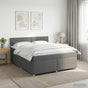 Box Spring Bed with Mattress and LED Dark Grey 140 x 190 cm