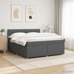 Box Spring Bed with Mattress and LED Dark Grey 153 x 203 cm