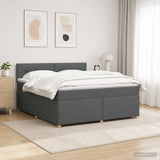 Box Spring Bed with Mattress and LED Dark Grey 153 x 203 cm - Top-Down View
