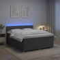 Box Spring Bed with Mattress and LED Dark Grey 153 x 203 cm