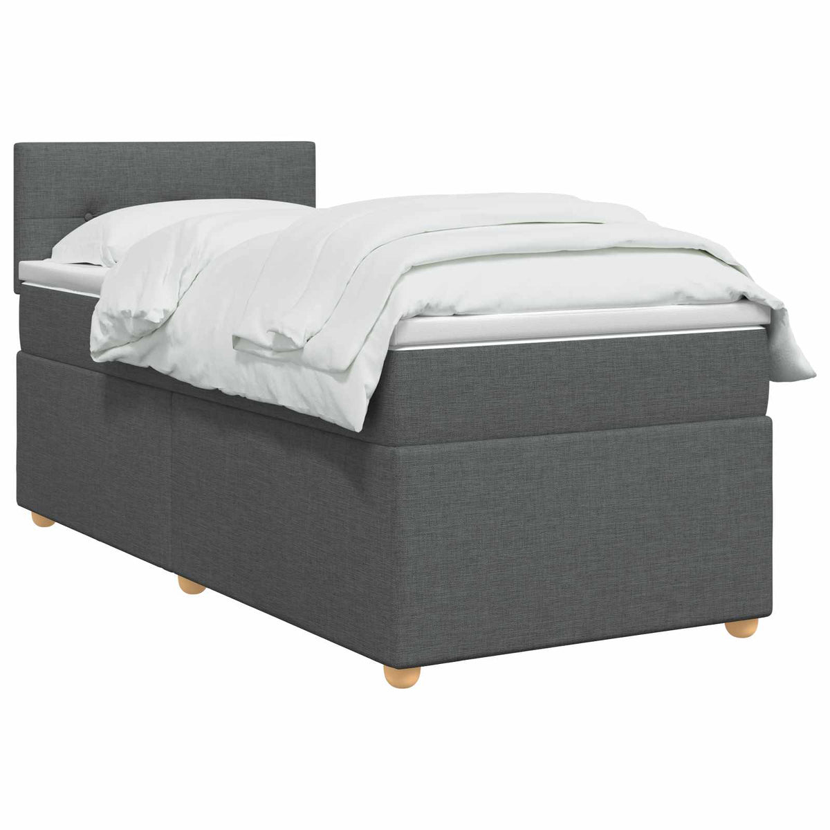 Box Spring Bed with Mattress and LED Dark Grey 107 x 203 cm