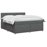 Box Spring Bed with Mattress and LED Dark Grey 140 x 190 cm