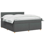 Box Spring Bed with Mattress and LED Dark Grey 140 x 190 cm