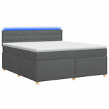 Box Spring Bed with Mattress and LED Dark Grey 153 x 203 cm