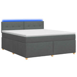 Box Spring Bed with Mattress and LED Dark Grey 153 x 203 cm - Front View