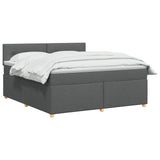 Box Spring Bed with Mattress and LED Dark Grey 153 x 203 cm - Side View