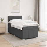 Box Spring Bed with Mattress and LED Dark Grey 107 x 203 cm - Top-Down View