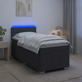 Box Spring Bed with Mattress and LED Dark Grey 107 x 203 cm