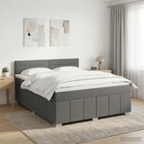 Box Spring Bed with Mattress and LED Dark Grey 140 x 190 cm