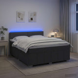 Box Spring Bed with Mattress and LED Dark Grey 140 x 190 cm