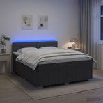 Box Spring Bed with Mattress and LED Dark Grey 140 x 190 cm