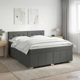 Box Spring Bed with Mattress and LED Dark Grey 153 x 203 cm - Top-Down View