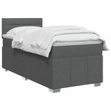 Box Spring Bed with Mattress and LED Dark Grey 107 x 203 cm