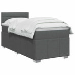 Box Spring Bed with Mattress and LED Dark Grey 107 x 203 cm