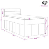 Box Spring Bed with Mattress and LED Dark Grey 107 x 203 cm