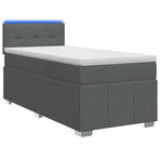 Box Spring Bed with Mattress and LED Dark Grey 107 x 203 cm