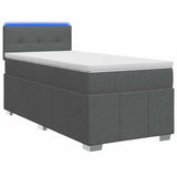Box Spring Bed with Mattress and LED Dark Grey 107 x 203 cm