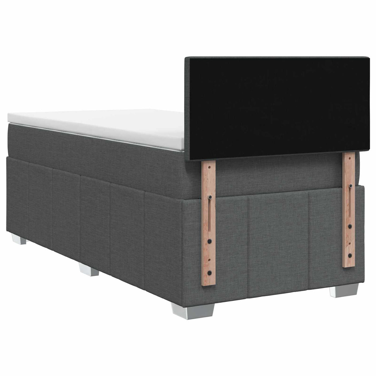 Box Spring Bed with Mattress and LED Dark Grey 107 x 203 cm