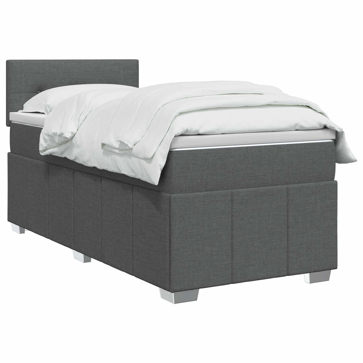Box Spring Bed with Mattress and LED Dark Grey 107 x 203 cm