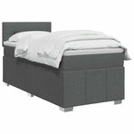 Box Spring Bed with Mattress and LED Dark Grey 107 x 203 cm