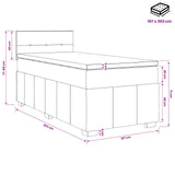 Box Spring Bed with Mattress and LED Dark Grey 107 x 203 cm