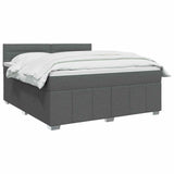 Box Spring Bed with Mattress and LED Dark Grey 140 x 190 cm