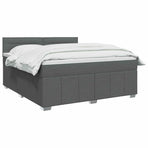 Box Spring Bed with Mattress and LED Dark Grey 153 x 203 cm