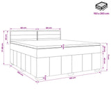 Box Spring Bed with Mattress and LED Dark Grey 153 x 203 cm