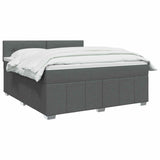 Box Spring Bed with Mattress and LED Dark Grey 153 x 203 cm - Front View