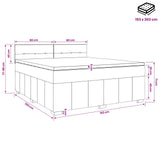 Box Spring Bed with Mattress and LED Dark Grey 153 x 203 cm
