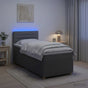 Box Spring Bed with Mattress and LED Dark Grey 107 x 203 cm