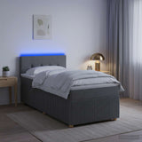 Box Spring Bed with Mattress and LED Dark Grey 107 x 203 cm - Top-Down View