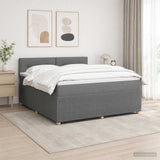 Box Spring Bed with Mattress and LED Dark Grey 153 x 203 cm - Top-Down View