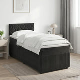 Box Spring Bed with Mattress and LED with Headboard Velvet