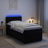 Box Spring Bed with Mattress and LED with Headboard Velvet - Top-Down View