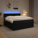 Box Spring Bed with Mattress and LED Black 140 x 190 cm Velvet - Top-Down View