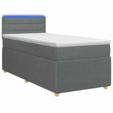 Box Spring Bed with Mattress and LED Dark Grey 107 x 203 cm