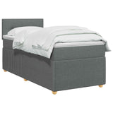 Box Spring Bed with Mattress and LED Dark Grey 107 x 203 cm - Front View