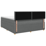 Box Spring Bed with Mattress and LED Dark Grey 153 x 203 cm