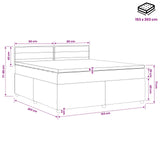 Box Spring Bed with Mattress and LED Dark Grey 153 x 203 cm