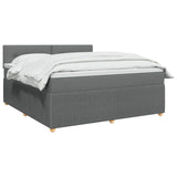 Box Spring Bed with Mattress and LED Dark Grey 153 x 203 cm