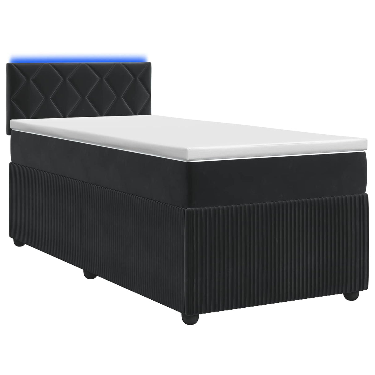 Box Spring Bed with Mattress and LED with Headboard Velvet